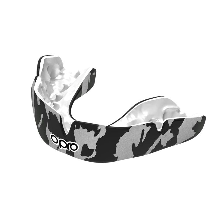 Opro Mouth Guard Camo Black White Silver Instant Custom Fit Gen 5