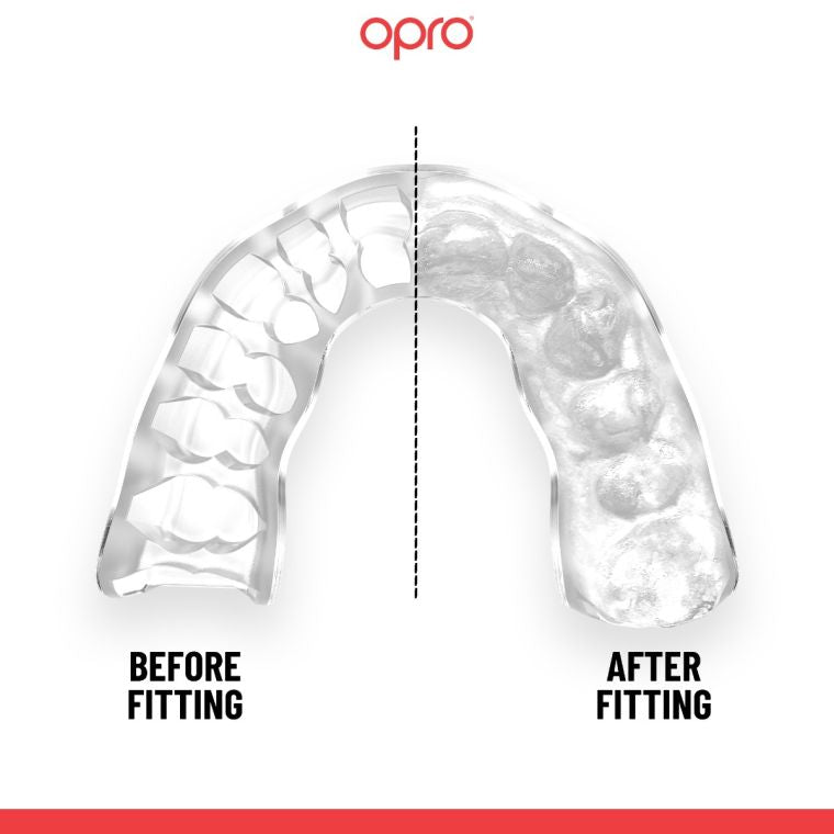 Opro Mouth Guard JAWS Red White Gold Instant Custom Fit