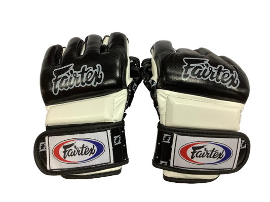 Fairtex MMA Gloves FGV17 Split Knuckles Black White