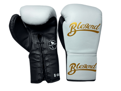 Blegend Boxing Gloves BGL221 Lace Up White Black