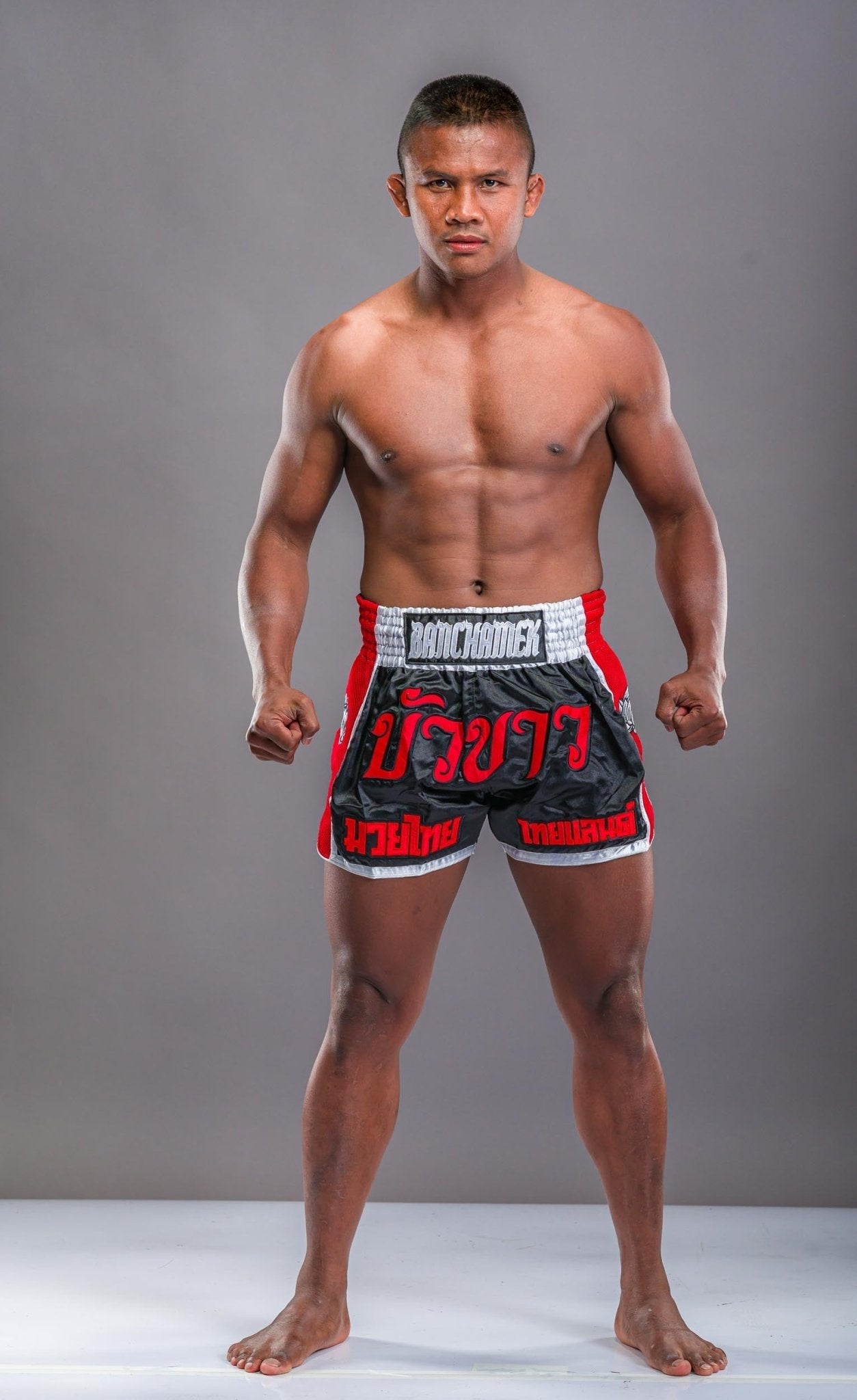 Buakaw Shorts BFG1-4 BLACK WHITE RED Buakaw