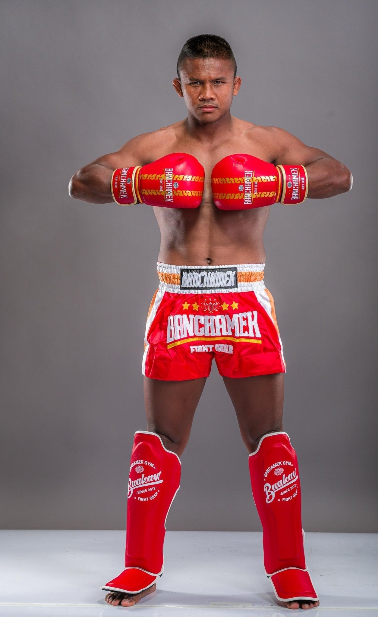 Buakaw Shorts BFG4-4 RED WHITE GOLD - SUPER EXPORT SHOP