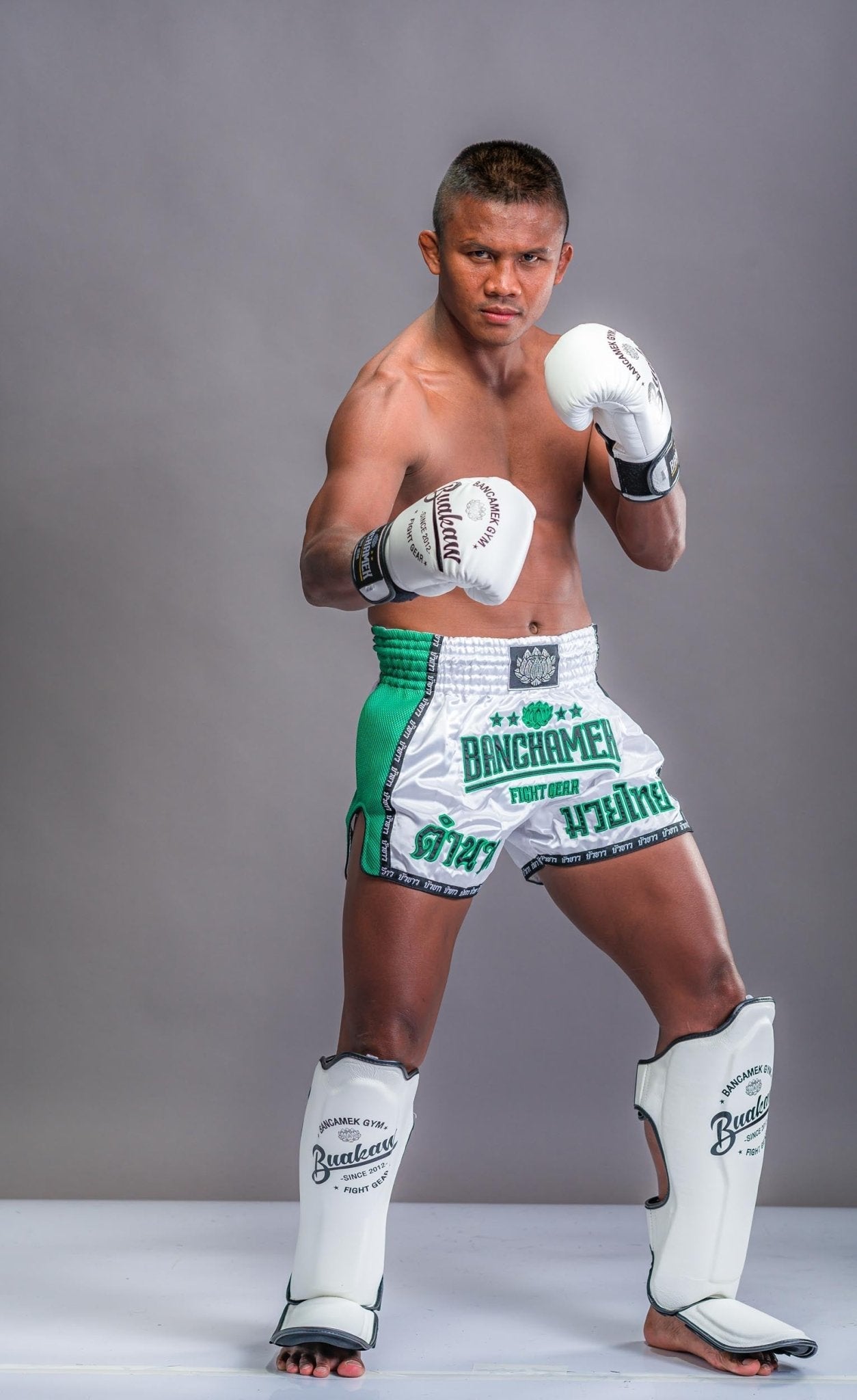 Buakaw Shorts BFG6-1 WHITE GREEN BLACK Buakaw