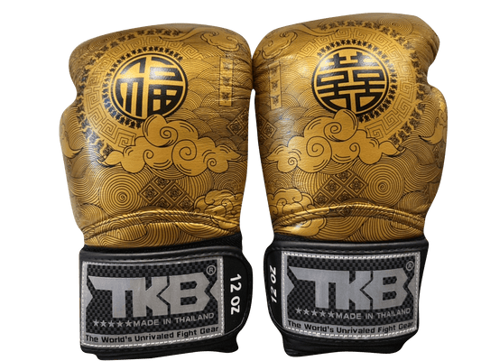 Top King Boxing Gloves TKBGCT-CN01 Black with "FOOK" & "DOUBLE HAPPINESS"